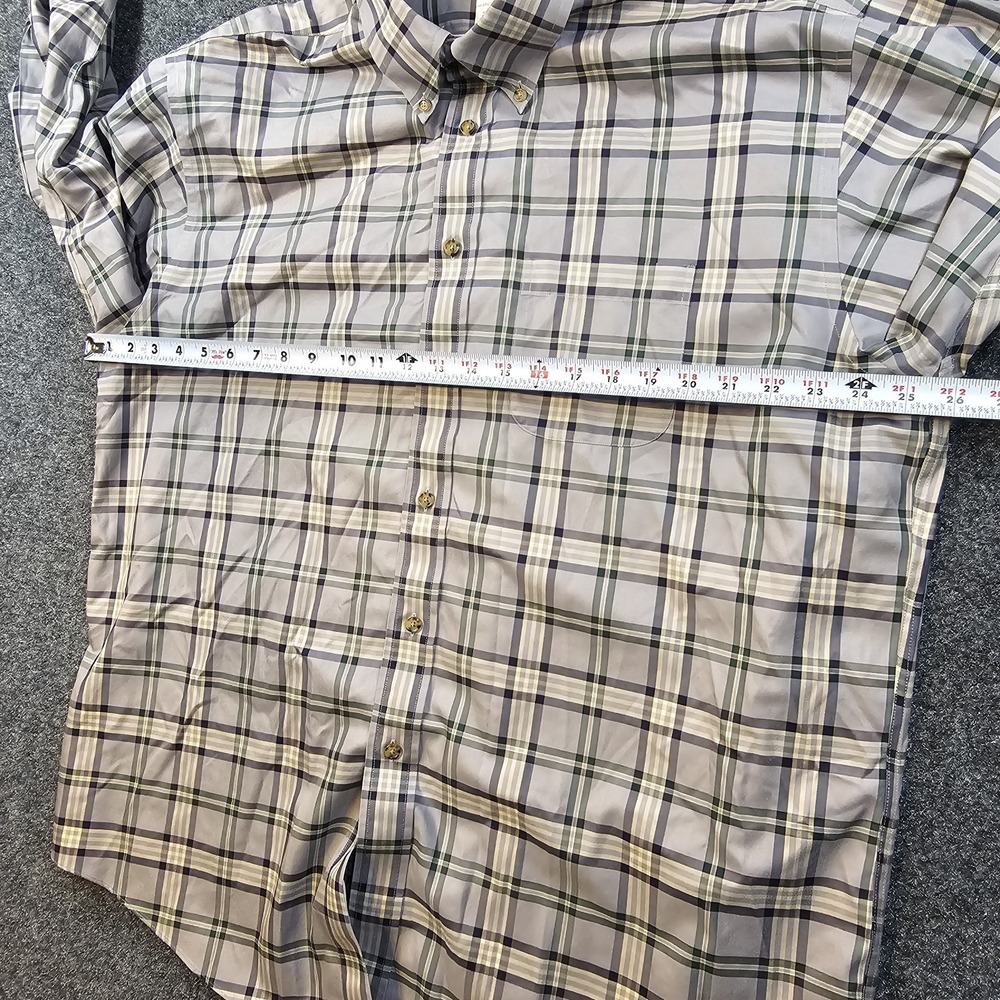 Brooks Brothers Mens XL Plaid Button Down Shirt 100% Cotton Non Iron Gray Green - Picture 5 of 8